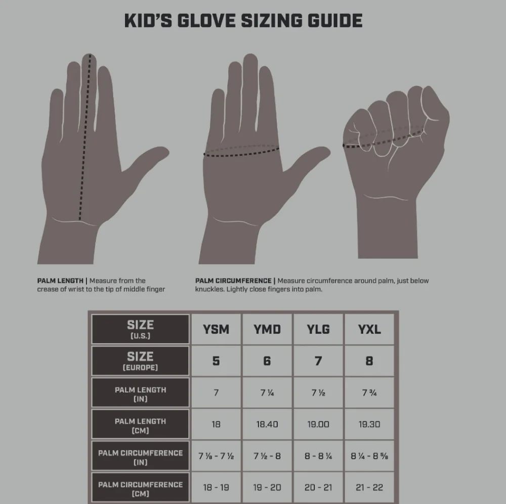 KIDS GLOVE SIZING GUIDE